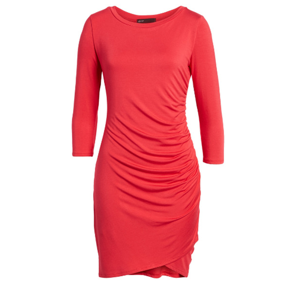 Gibsonlook Women Jewel Neck Stretch Jersery Dress Fuchsia Red Size L - Picture 3 of 3